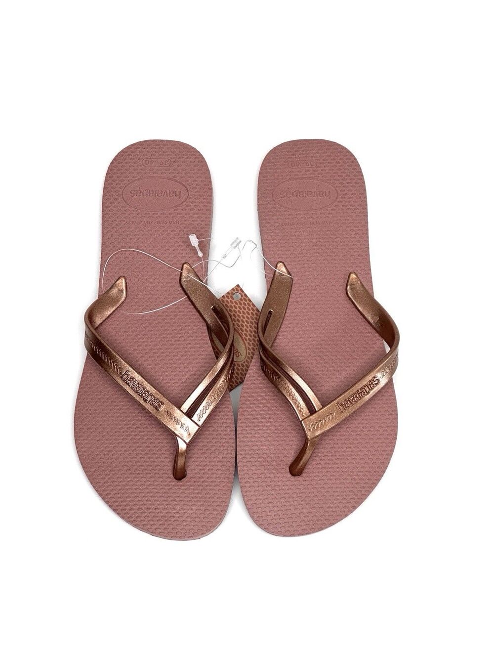 HAVAIANAS Crocus Rose Split Strap Flip Flops Womens Size 9/10 Euro 41/42